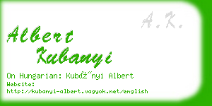 albert kubanyi business card